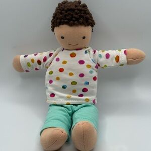 Lovevery Gender Neutral Plush Doll Baby Montessori Organic Cotton Curly Hair 9”